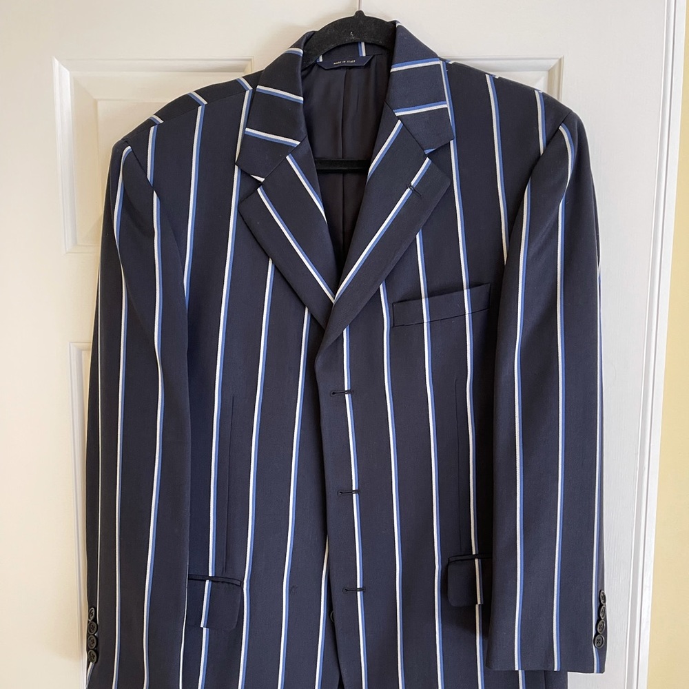 Brooks Brothers Navy with white striped sport coat